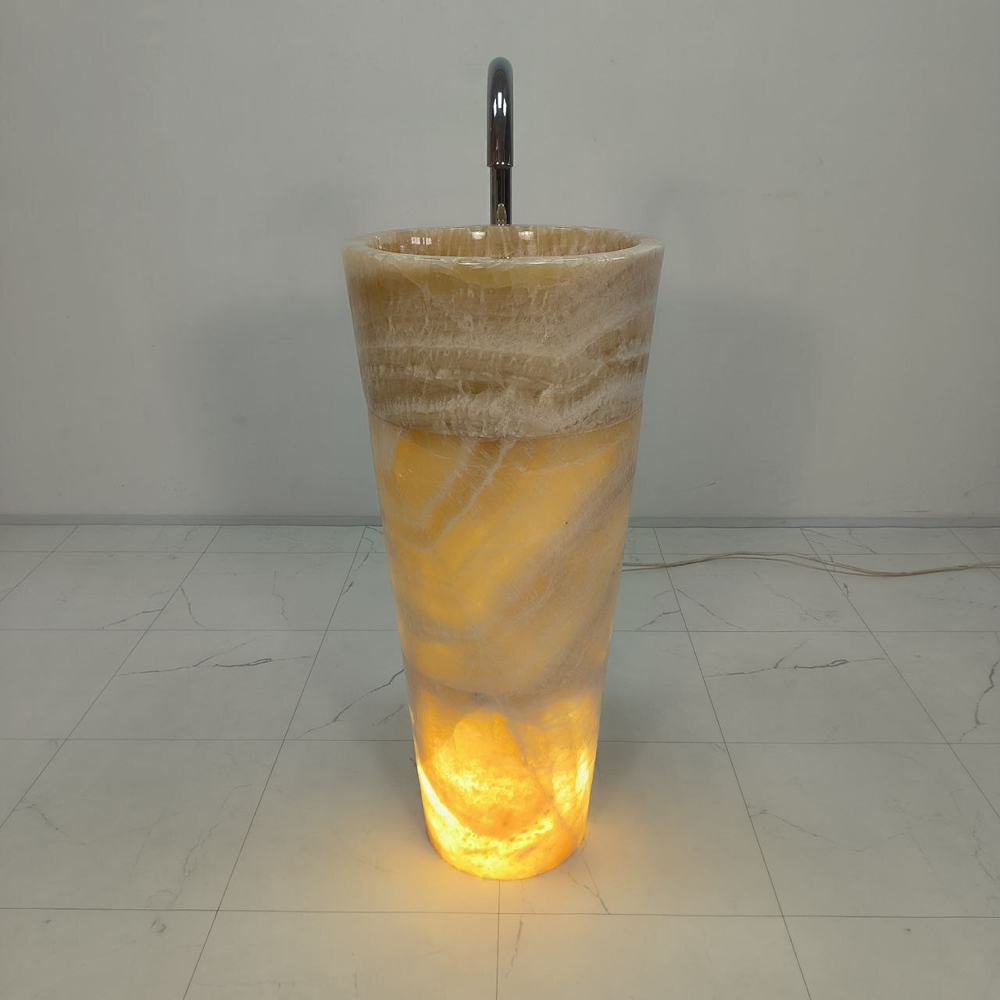 Раковина напольная из оникса Yellow ON-55007 90*40*40  0205