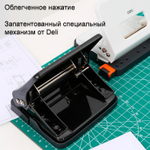 Дырокол DELI до 15 листов, металлический корпус, черный