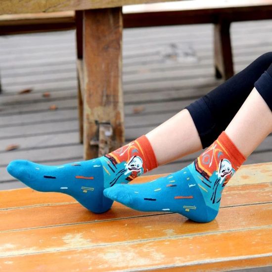 Носки серии Вдохновение Крик Эдвард Мунк, р-р 36-40 (зеленый оранжевый)