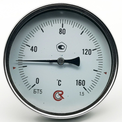 Термометр биметаллический  БТ-51.211 (0+160) 46мм, G1/2, 1.5, осевой, показывающий