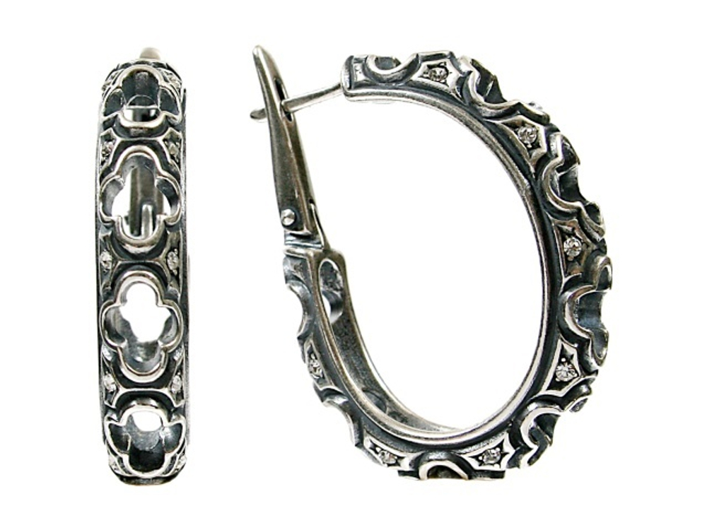 "Анико" серьги в серебряном покрытии из коллекции "Венгрия" от Jenavi с английским замком