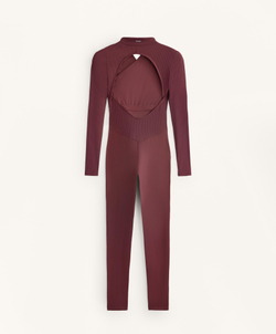 Oysho Комбинезон Comfortlux с длинными рукавами, бордовый