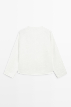 Massimo Dutti Струящаяся льняная рубашка с пуговицами, белый