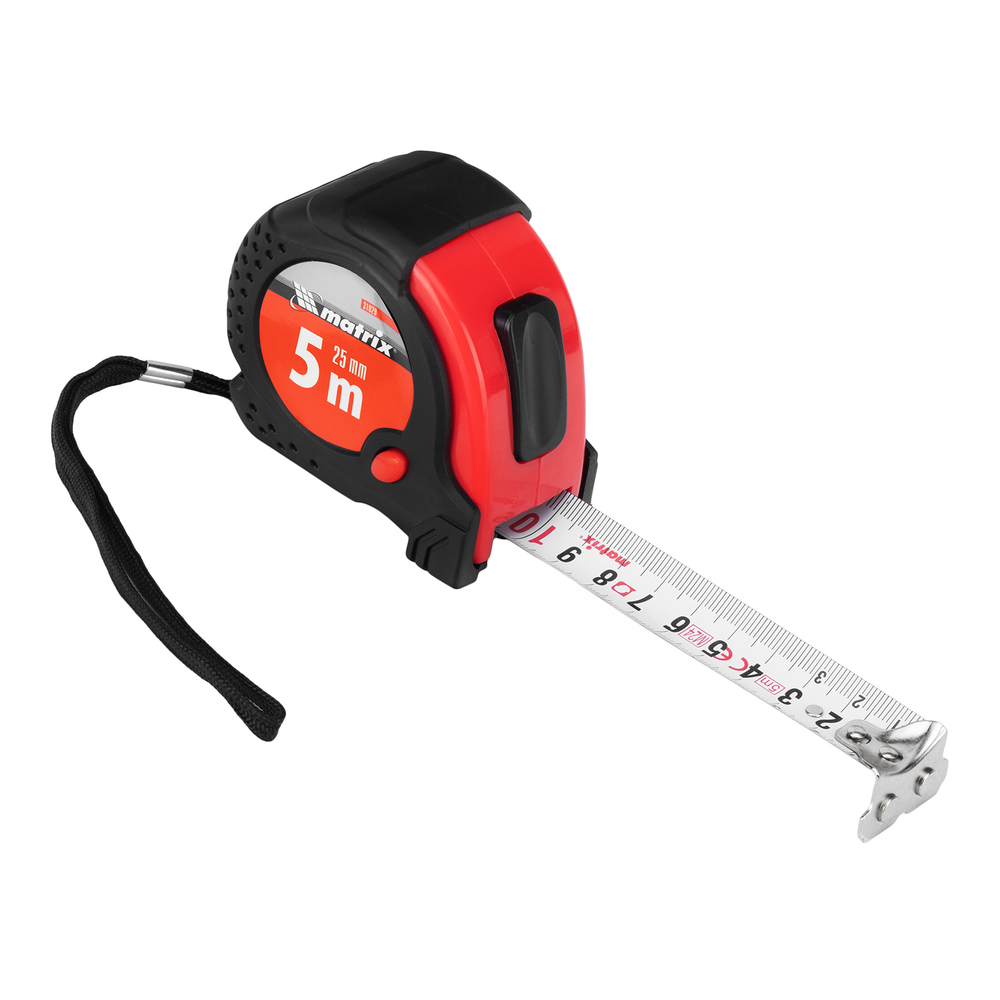 Рулетка Status Magnet fixation,5 м х 25 мм,обрезиненный корпус,зацеп с магнитом Matrix