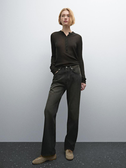 Massimo Dutti Джинсы с высокой посадкой, антрацитово-серый