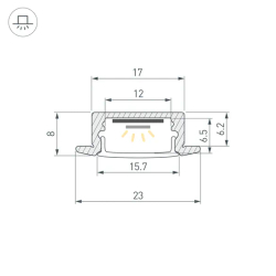 Профиль LINE-2308-F-2000 WHITE (Arlight, Алюминий) 044237(1)