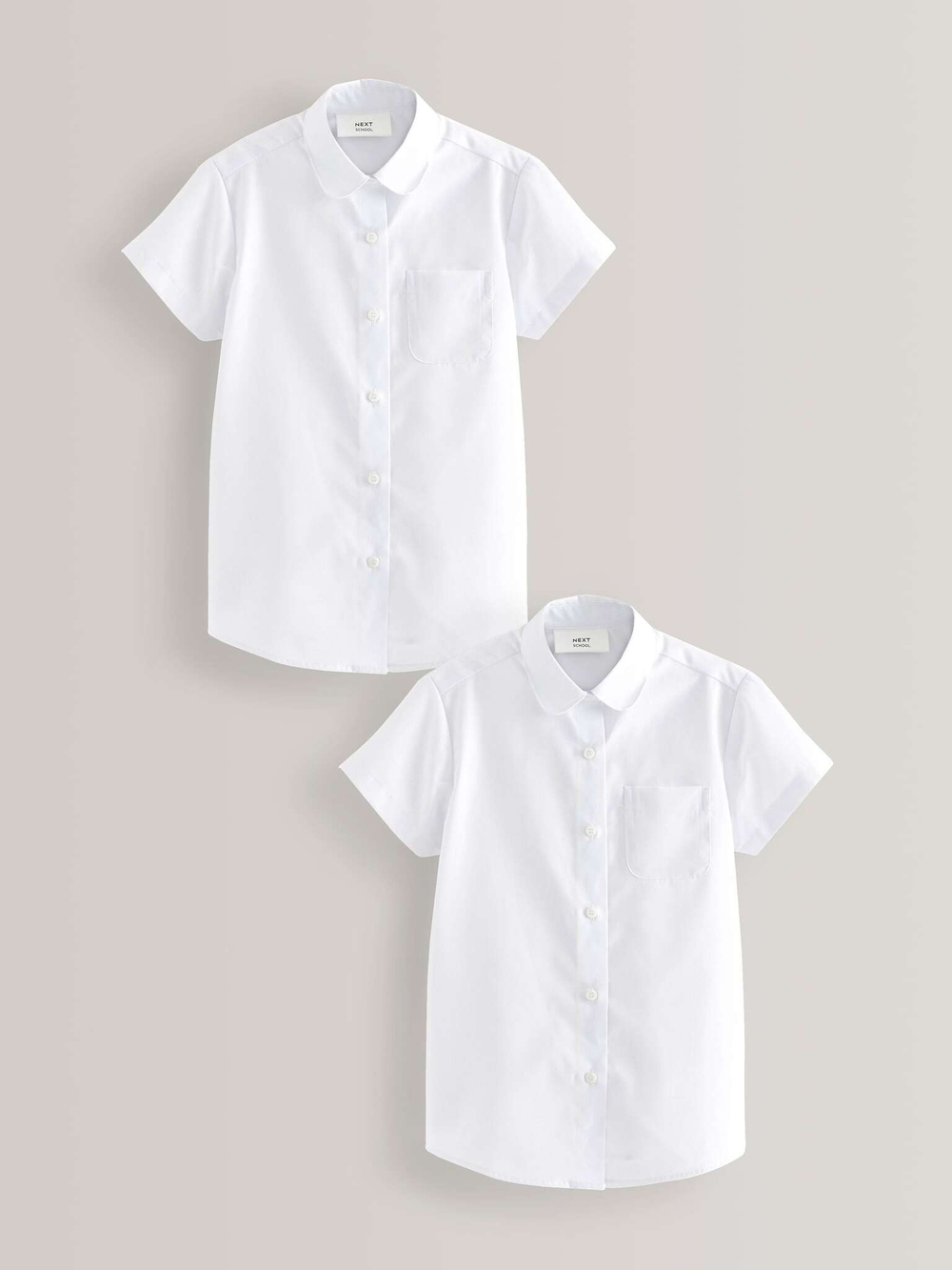 Рубашка школьная с коротким рукавом для девочки Next 619-431, 2 шт., Белый
