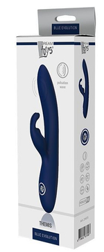 Синий вибромассажер-кролик THEMIS - 22 см. (Цвет: синий)