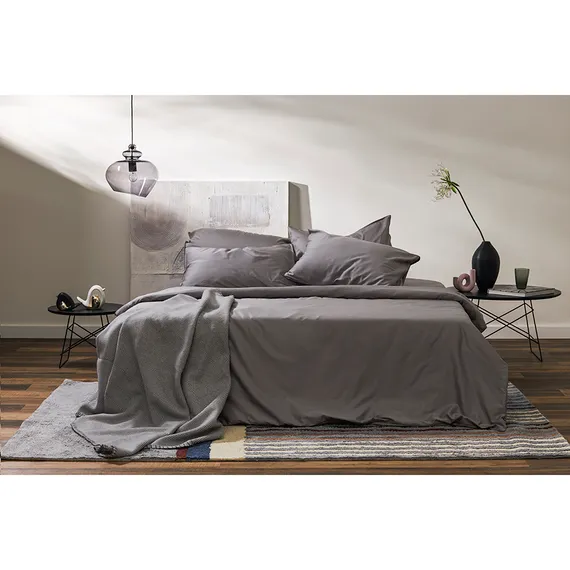 Плед из шерсти мериноса серого цвета из коллекции essential, 130х180 см