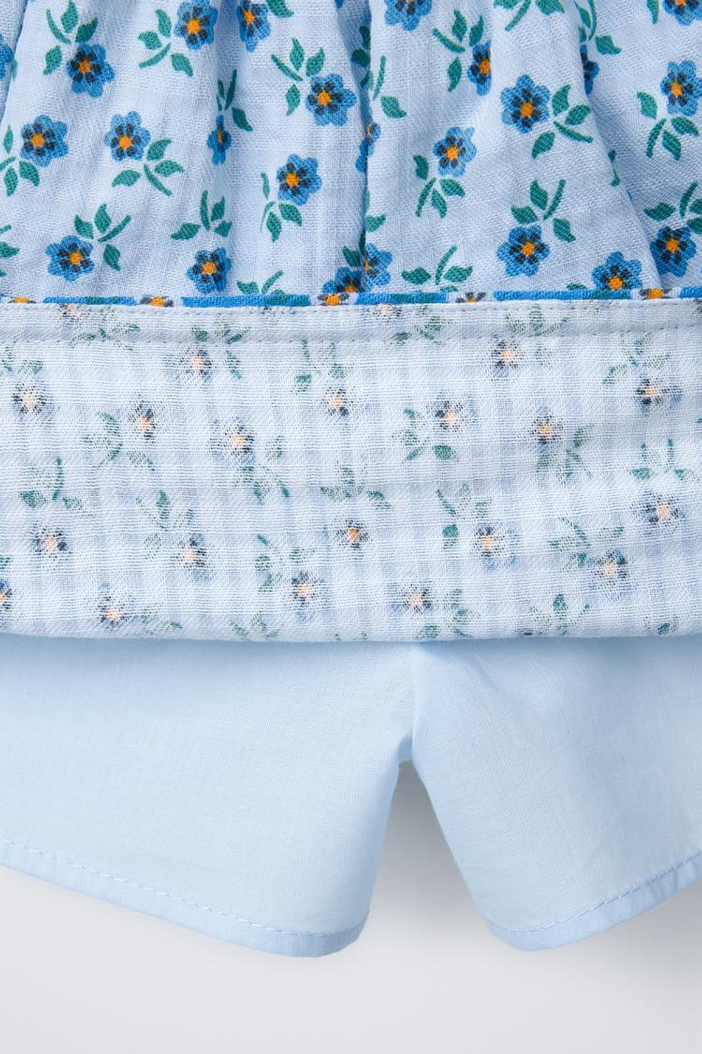 ZARA ЮБКА-ШОРТЫ С ЦВЕТОЧНЫМ ПРИНТОМ, ГОЛУБОЙ