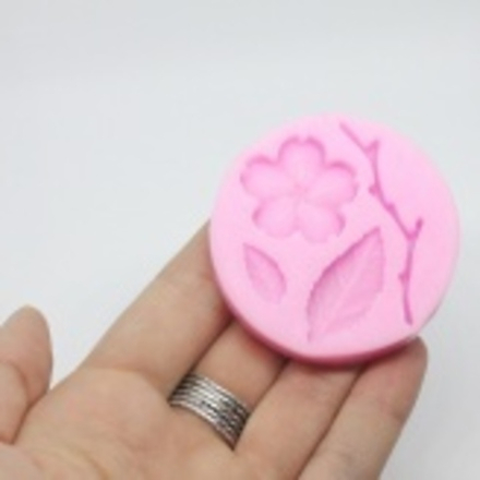 Молд силиконовый для творчества " Японский цветок, лист, веточка" 5 см / Форма для мыла, воска и полимерной глины