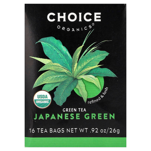Choice Organic Teas, зеленый чай, японский зеленый, 16 чайных пакетиков, 26 г (0,92 унции)