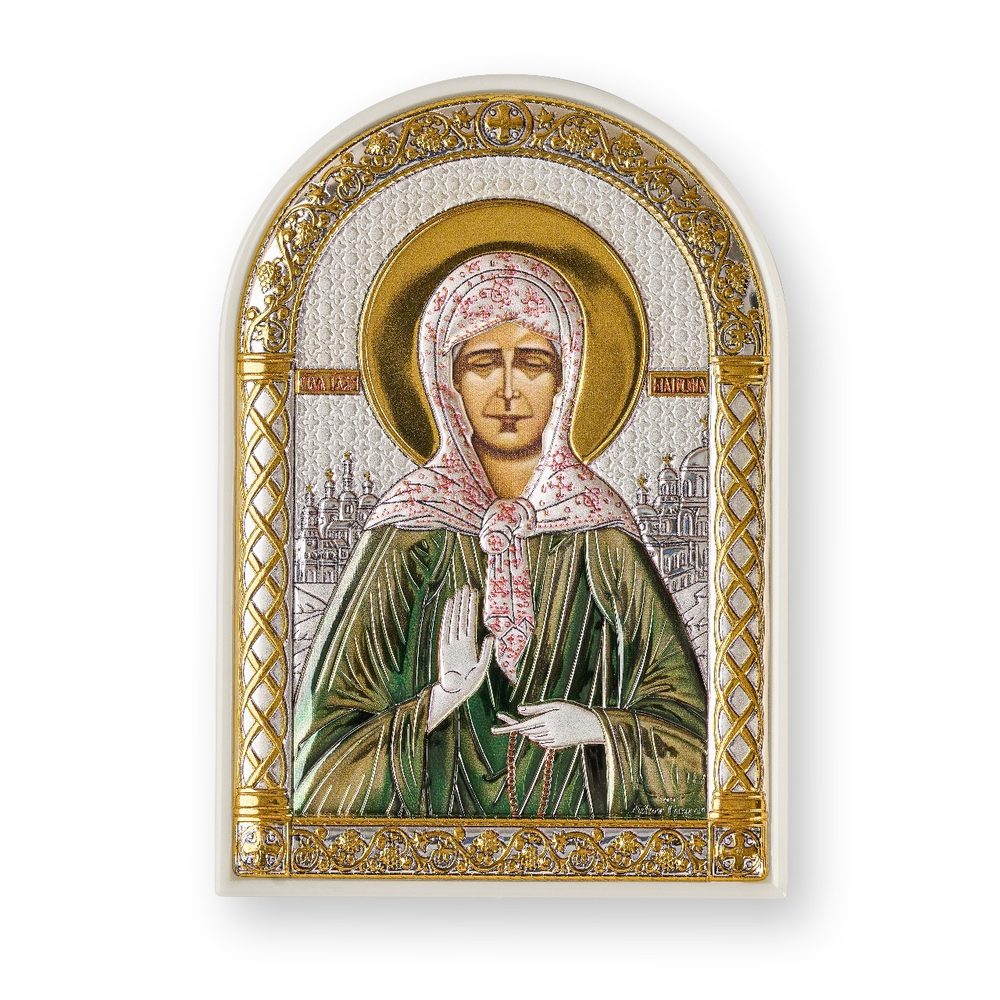 Матрона, икона арочная, пластик белый, эмаль 80х115