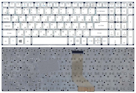 Клавиатура для ноутбука Acer Aspire V3-574G, E5-573, F5-572, Г-образный Enter, белая, без рамки