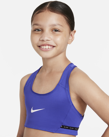 Топ для девочки теннисный Nike Dri-Fit Swoosh Rev Bra G - небесный