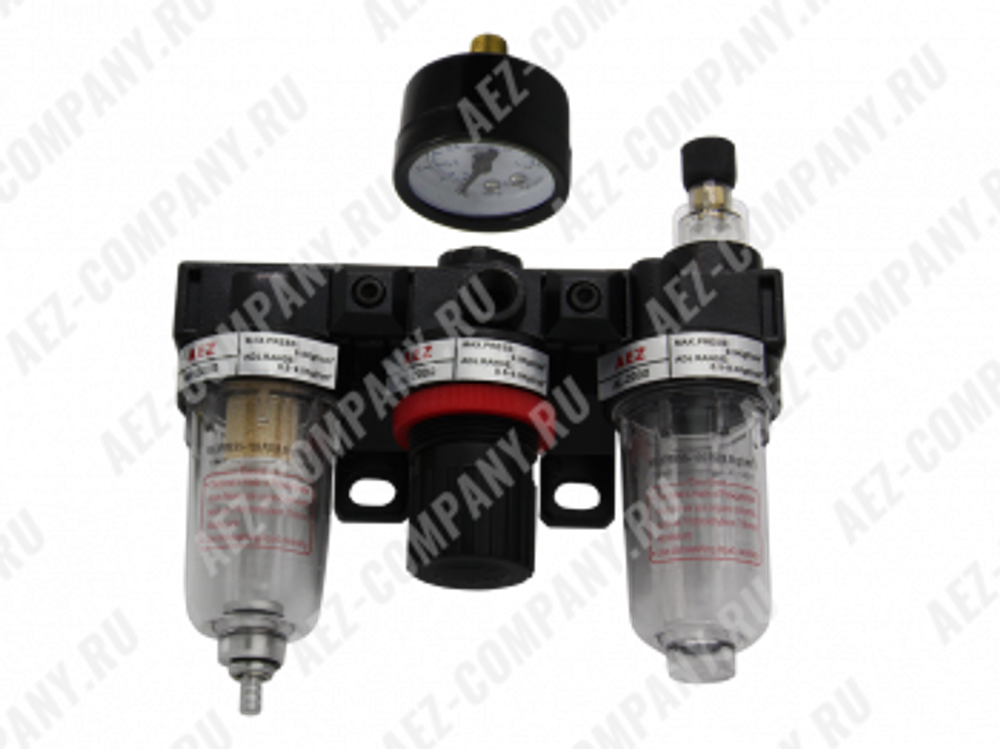 Редуктор компрессора (1/4", в сборе: манометр 10-Bar, отстойник, колба под смазку, U) [AEZ]