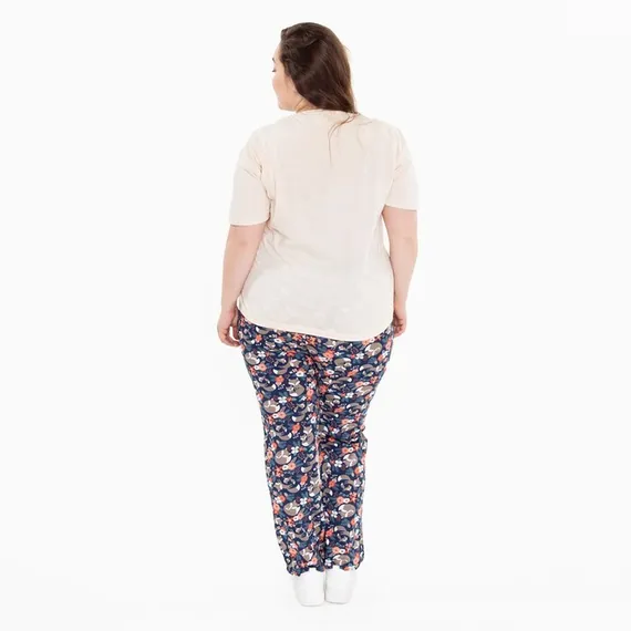 Брюки женские с принтом, цвет синий, размер 46