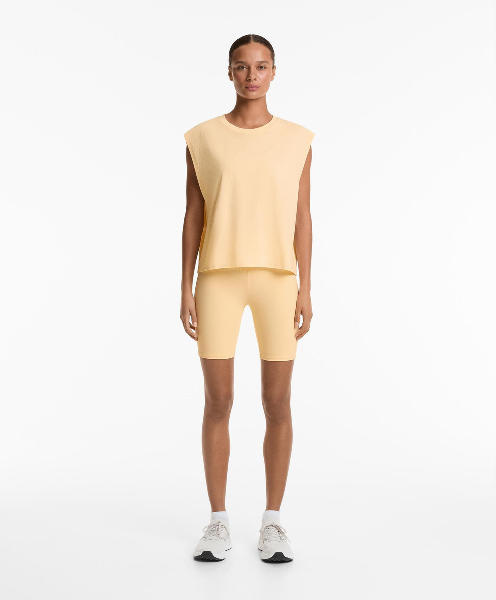 Oysho Топ без рукавов из смесового хлопка, желтый