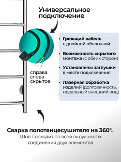 Полотенцесушитель электрический хром лесенка с полкой Ligero 60 х 50