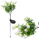 Светильник на солн.батарее (фигура на спице с подсветкой) «Тюльпаны» 75 см, Белый (свечение тепл.белый)