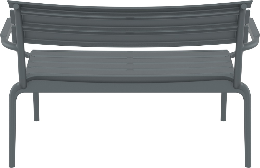 Диван пластиковый двухместный Siesta Contract Paris Lounge, темно-серый