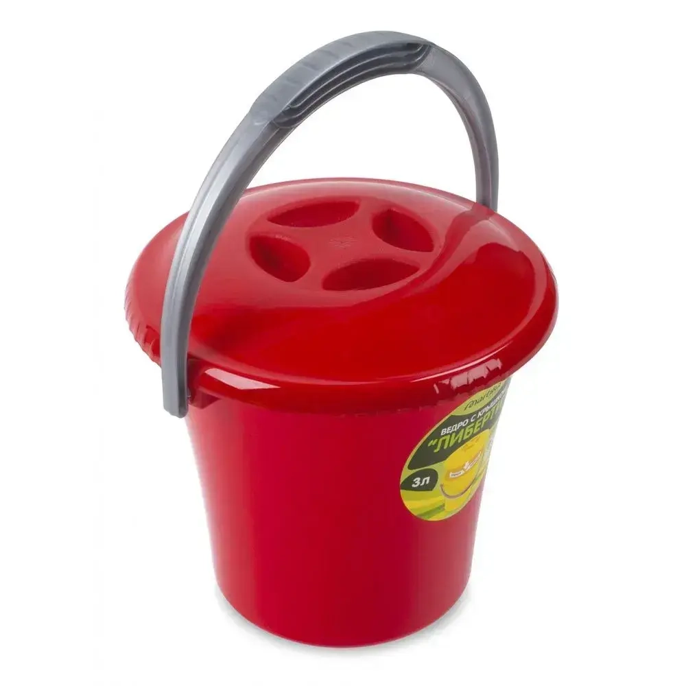 Ведро Либерти 3л с крышкой красное С601ККРА (комплект 13 шт)