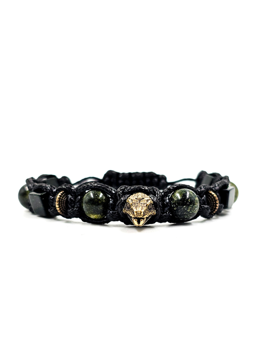 Мужской браслет на руку Змея. Авантюрин и Змеевик