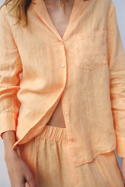 ZARA БРЮКИ BARREL ИЗ ЛЬНА — ZW COLLECTION, МАНДАРИНОВЫЙ