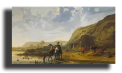 Репродукция " Альберт Кейп - Пейзаж с всадниками 1655"