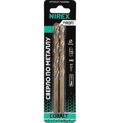 Сверло NIREX Profi по металлу Cobalt 5,5*93 мм NMD0501 (2шт в упак)