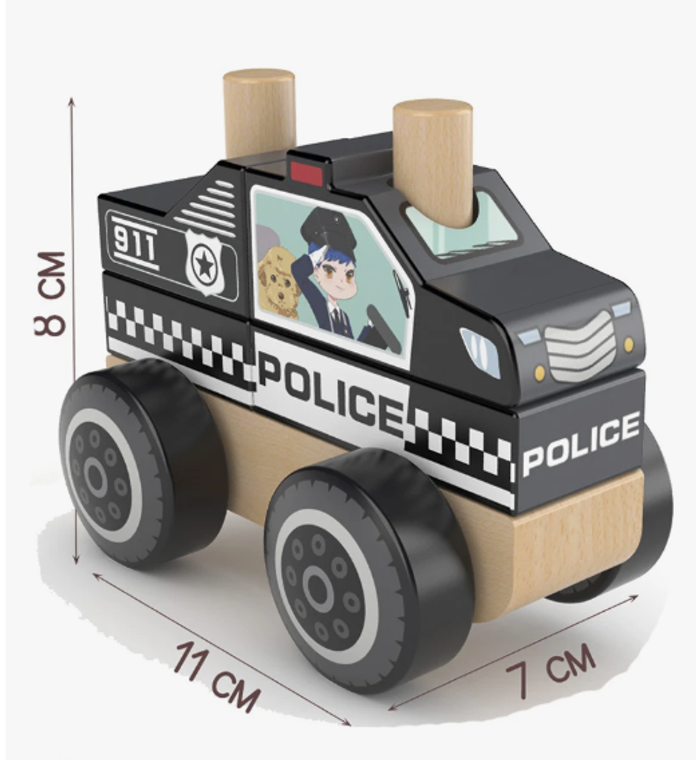 Детская деревянная игрушка Полицейская машина, серия "Службы спасения" Jadore