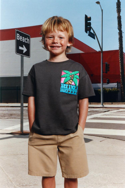 ZARA ФУТБОЛКА С ПРИНТОМ «ПАЛЬМЫ», АНТРАЦИТОВО-СЕРЫЙ