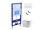 Унитаз подвесной с инсталляцией Aquatek Классик SET AQUATEK КЛАССИК cm-061 4в1 белый/кнопка белая, безободковый, с крышкой микролифт