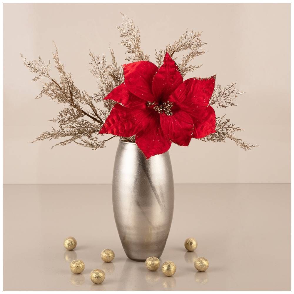 ЦВЕТОК ИСКУССТВЕННЫЙ "ПУАНСЕТИЯ" 25*30 СМ. (МАЛ=48/КОР=480ШТ.)