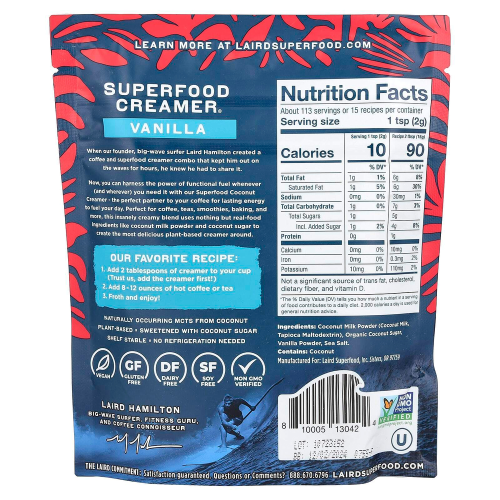 Laird Superfood, Superfood Creamer®, ваниль, 227 г (8 унций)