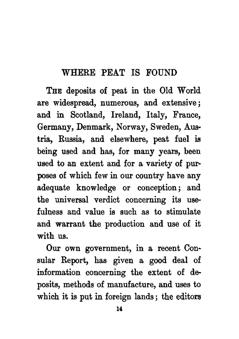 Facts about Peat, Peat Fuel and Peat Coke | Thomas Hooker Leavitt
