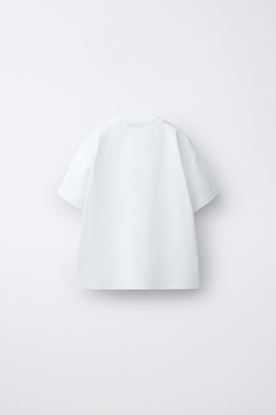 ZARA ФУТБОЛКА С РЕЛЬЕФНЫМ ПРИНТОМ, БЕЛЫЙ