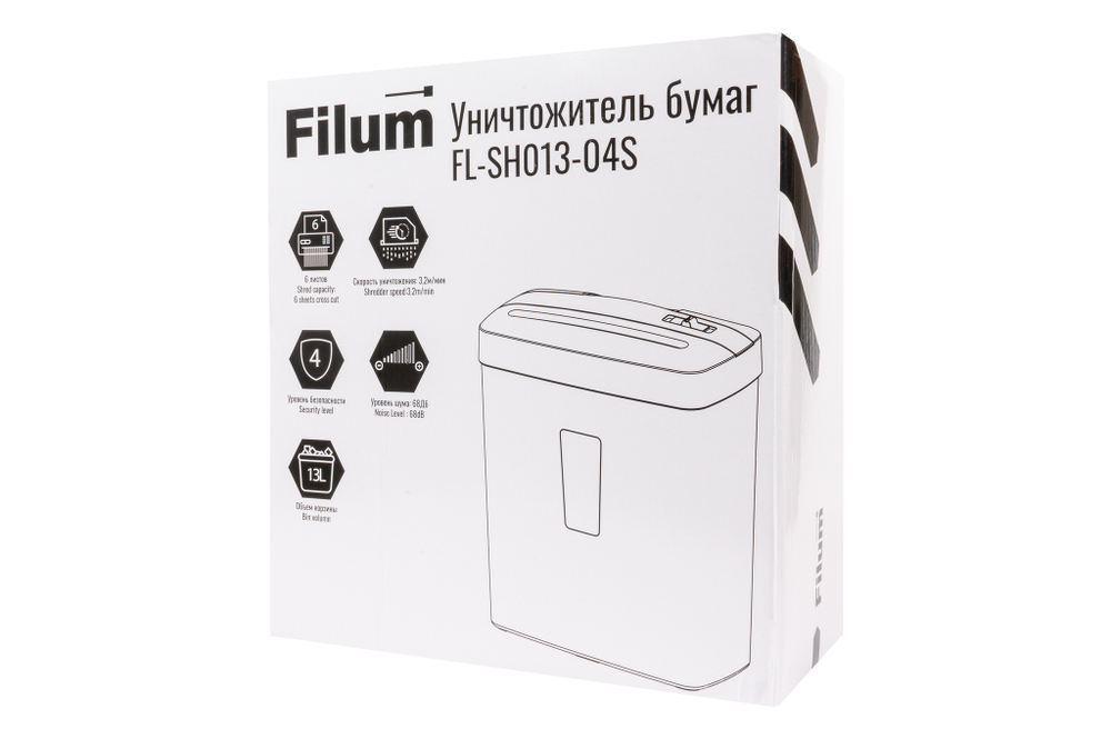 Уничтожитель бумаг  Filum FL-SH013-04S