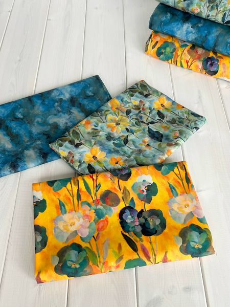 ЖЕЛТАЯ ЦВЕТОЧНАЯ АКВАРЕЛЬ, 100% хлопок 4