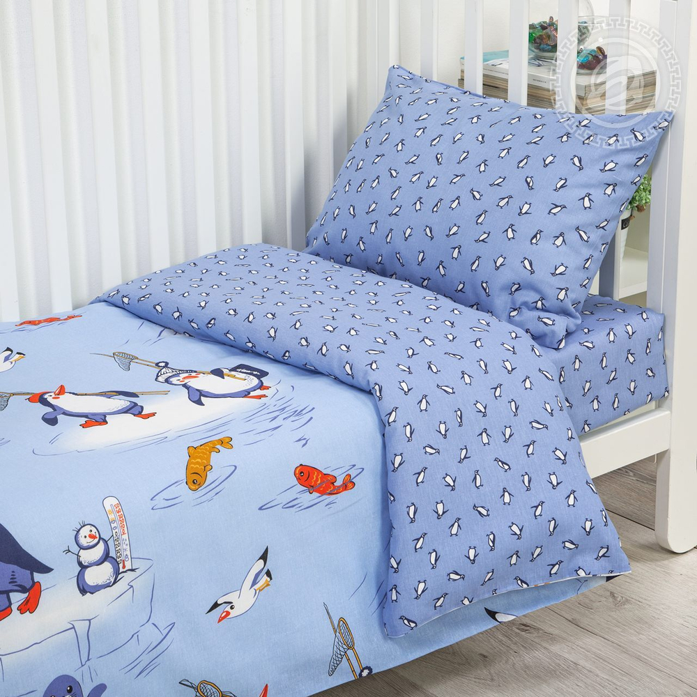 Детское постельное белье в кроватку бязь Пингвиния 130 АРТПОСТЕЛЬка