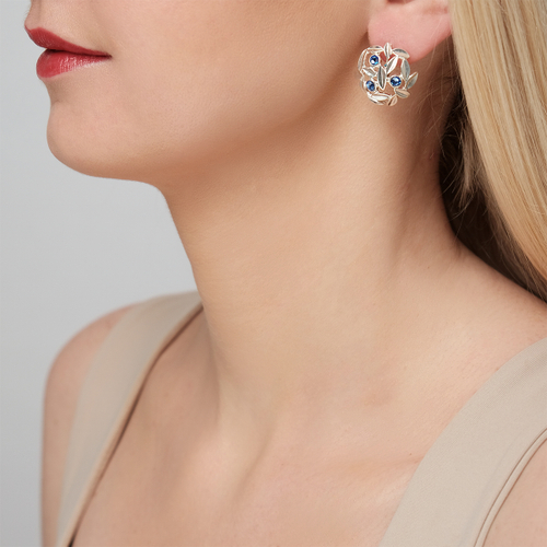 "Лудезия" серьги в родиевом покрытии из коллекции "Орхидея" от Jenavi  с английским замком