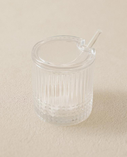 ZARA HOME СТЕКЛЯННАЯ САХАРНИЦА С ГЕОМЕТРИЧЕСКИМ УЗОРОМ, ПРОЗРАНЫЙ