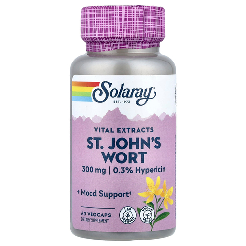 Solaray, Vital Extracts, зверобой, 60 вегетарианских капсул