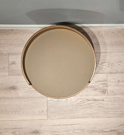 Прикроватная тумбочка 4165 с двумя ящиками, оливково-серая экокожа