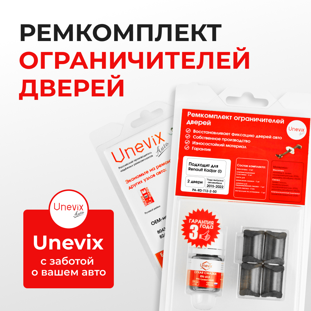 Ремкомплект ограничителей дверей Renault Kadjar (I) (2 двери, тип 12) 2015-2022