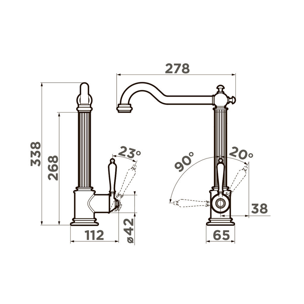 Смеситель Toshima-AB латунь/античная латунь