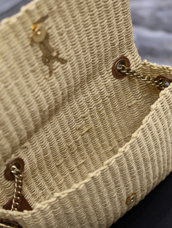 Saint Laurent Kate Medium Supple Chain Bag in Raffia 28 cm