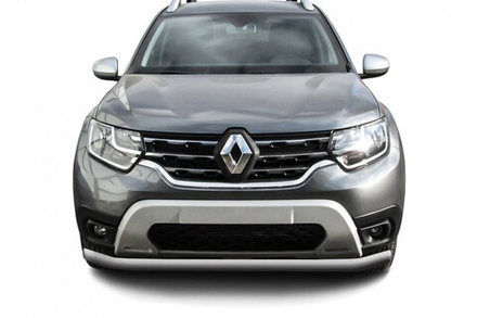 Защита переднего бампера Renault Duster (2020-2023) d57 серебристая