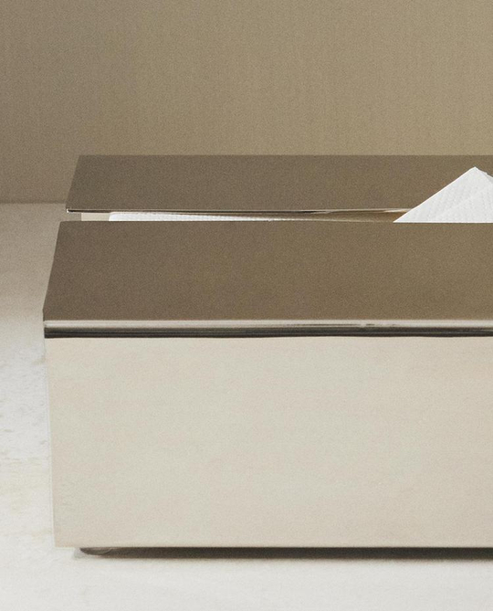 ZARA HOME МЕТАЛЛИЧЕСКАЯ КОРОБКА ДЛЯ САЛФЕТОК, СЕРЕБРЯНЫЙ