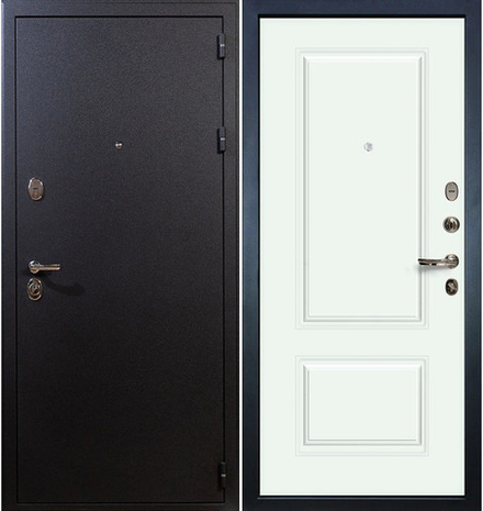 Входная металлическая дверь Лекс  Рим №55 Эмаль белая / Черный шелк